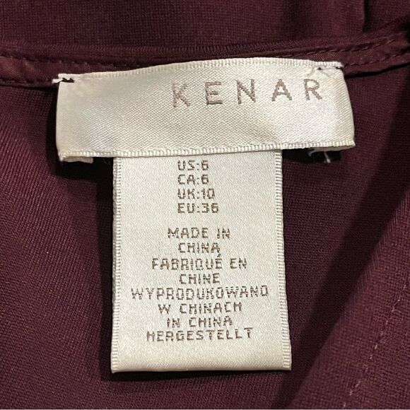 Kenar Burgundy Red 3/4 Sleeve Fitted Stretch Dress Size 6 - Picture 7 of 9